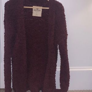 Fuzzy Hollister Maroon Cardigan